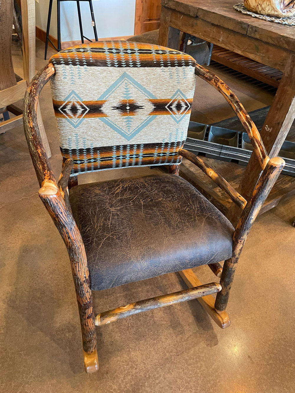 Hickory Hoop with Fabric Rocking Chair Hickory Hoop with Fabric Rocking Chair